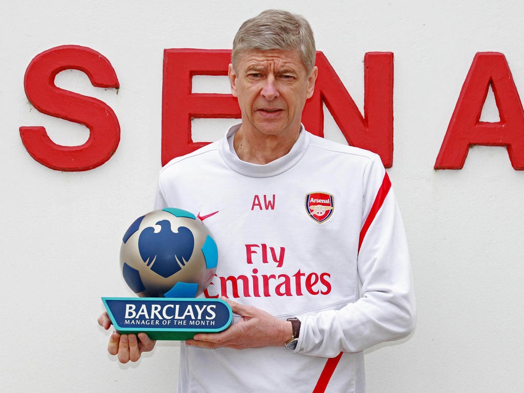 Arsène Wenger is shocked after picking up award for a very mixed February