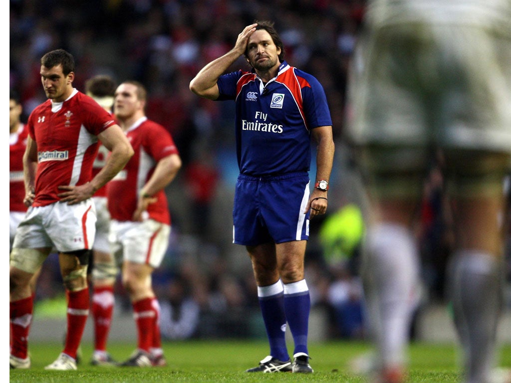 Reffing hell: Steve Walsh considers the dramatic end to England v Wales