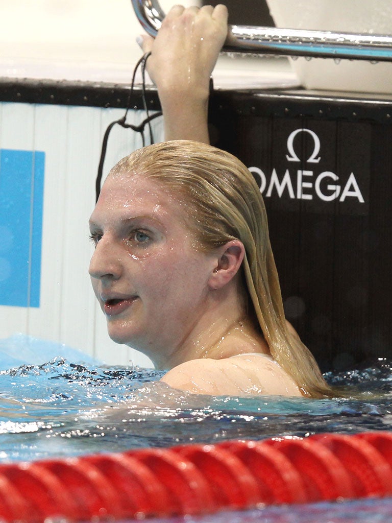 Rebecca Adlington after winning with ease at the Aquatics Centre