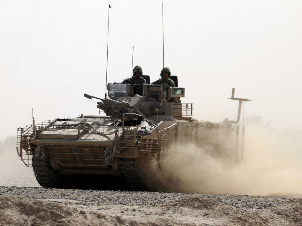 A Warrior armoured troop carrier in Helmand Province, Afghanistan