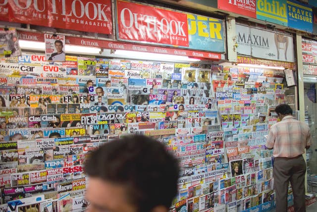 Cover stories: magazines on a newsstand at Khan Market in New Delhi