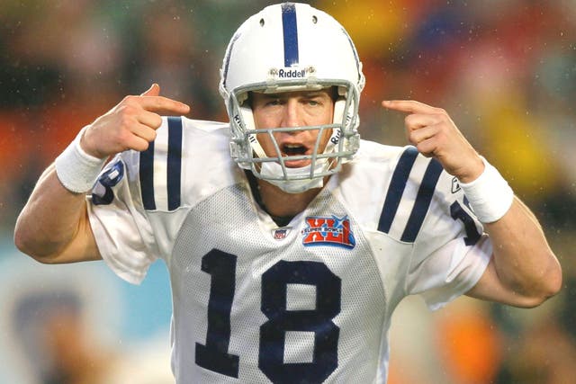 Peyton Manning in action for the Indianapolis Colts. The
quarterback is to be replaced by Andrew Luck