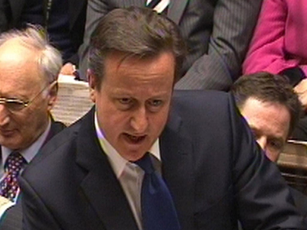 David Cameron at Prime Minister’s Questions in the Commons yesterday