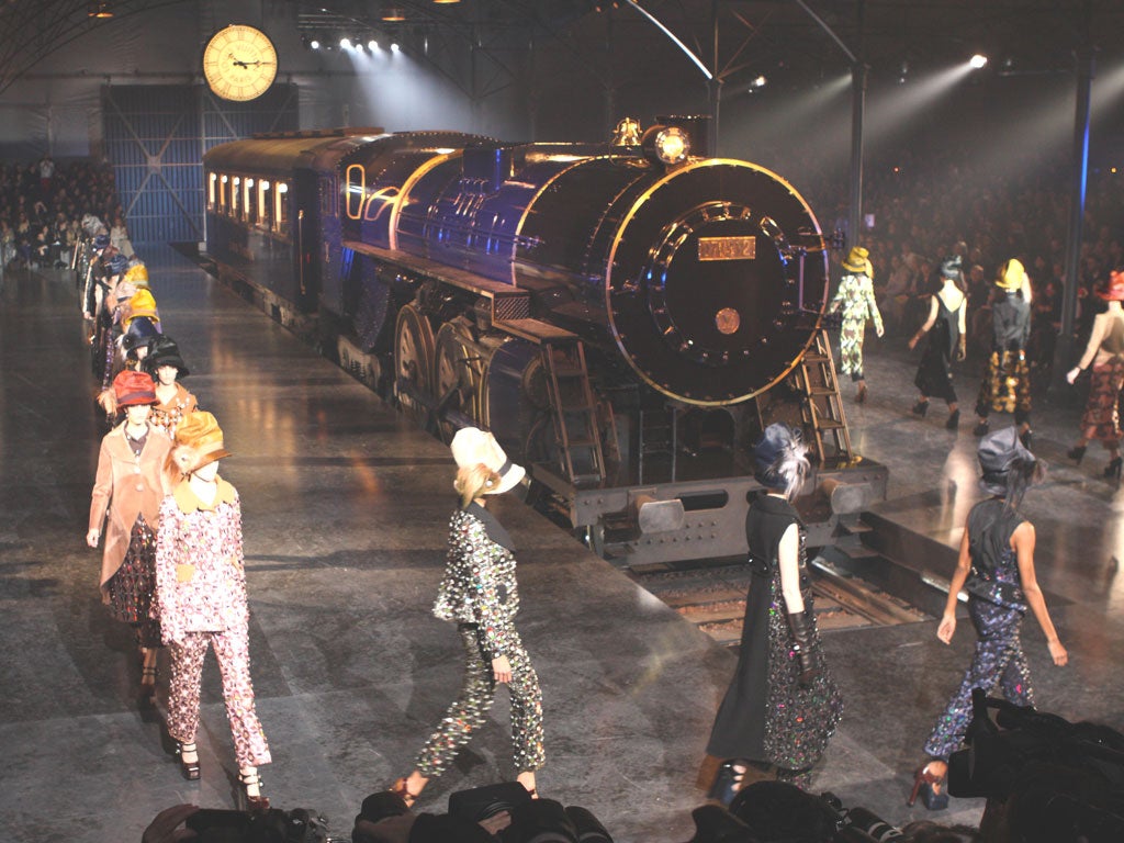 Louis Vuitton presents a platform trend during its show in Paris