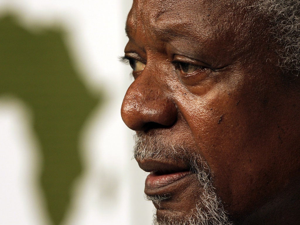 Kofi Annan has condemned the response to Ebola, claiming the international community did not 'wake up' to the crisis until it his America and Europe