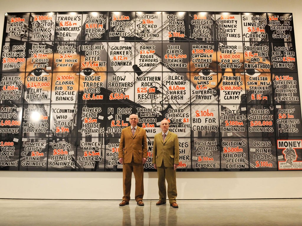 London Pictures, a new exhibition by artists Gilbert and George, presents a starkly different image of London from the one promoted to visitors for the Olympics