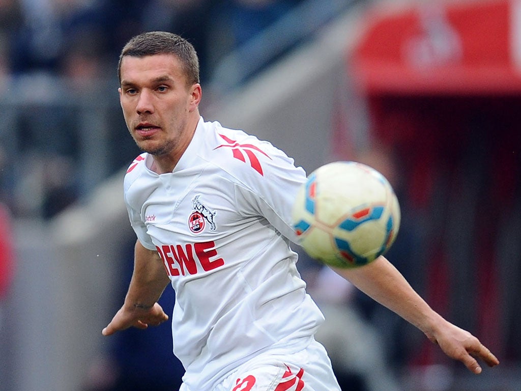 FC Köln's Lukas Podolski looks to be heading for the Emirates