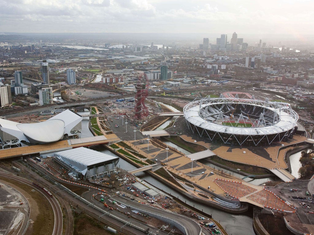 The Olympics Park in East London. The cost of staging the Olympics has risen to £11bn