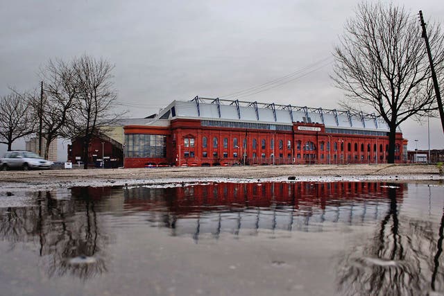 Rangers' home ground, the Ibrox Stadium in Glasgow