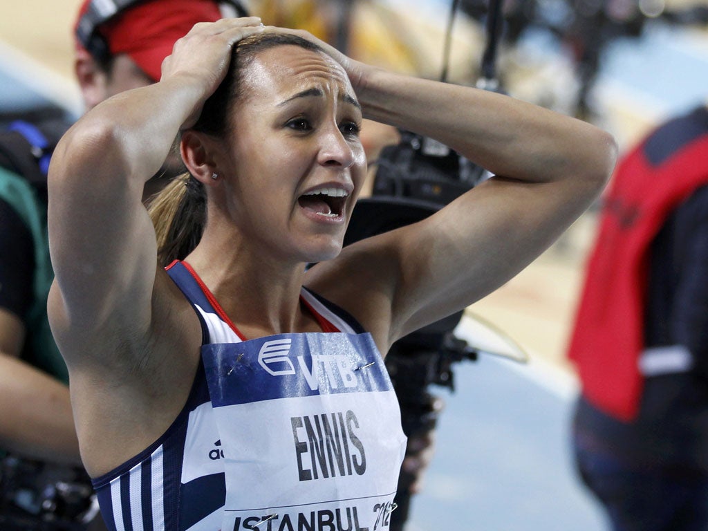 Jessica Ennis’s joy turned to despair at the end of the pentathlon