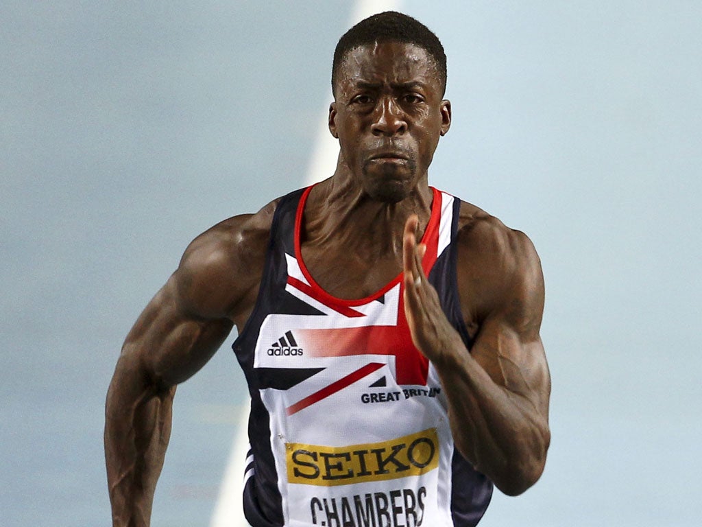 Dwain Chambers failed to defend his world indoor 60m title in Istanbul yesterday