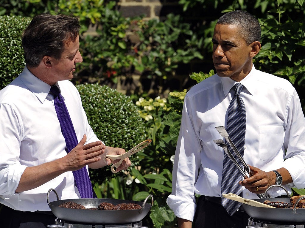 David Cameron with President Obama at Downing Street last year