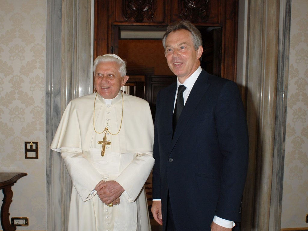 The Pope with Tony Blair in Rome in 2007