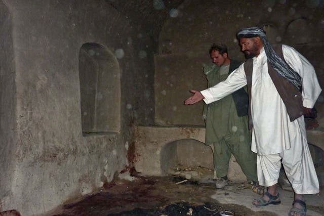 Bloodstains in one of the houses allegedly attacked by the US soldier