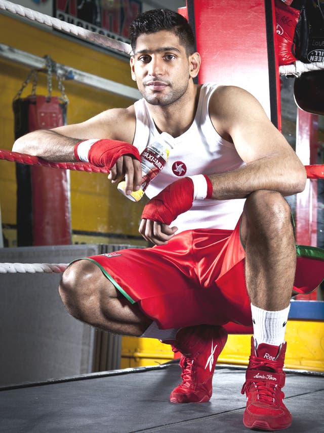 Amir Khan in his gym in Bolton