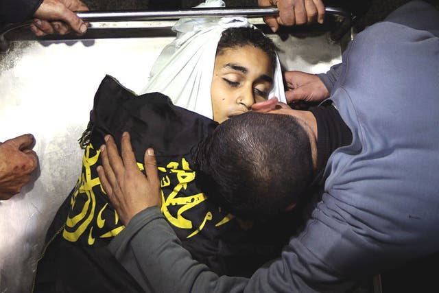 Bombs in the Gaza Strip killed a 12-year-old boy and two other Palestinians yesterday