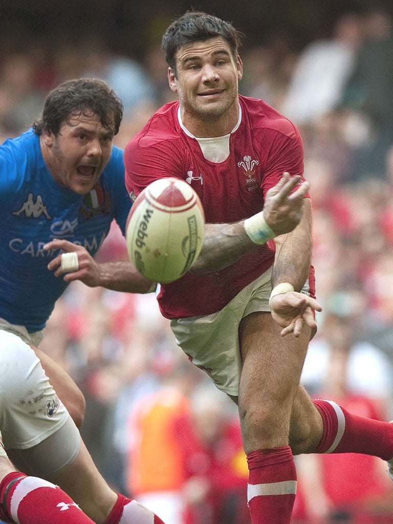 Wales scrum-half Mike Phillips dictates play