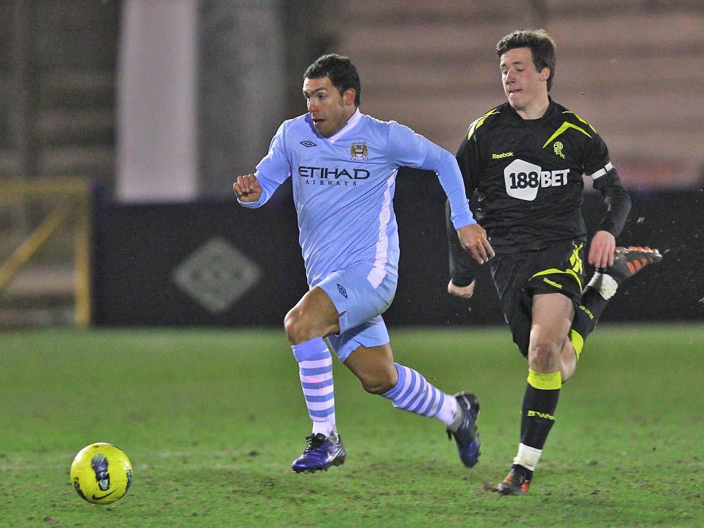Carlos Tevez in action for the reserves