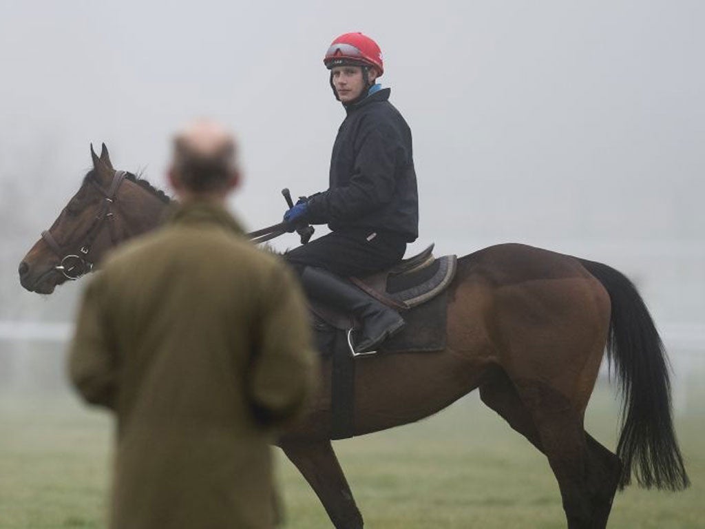 Trainer Willie Mullins and rider Paul Townend put the finishing touches to Hurricane Fly’s preparations at Cheltenham yesterday