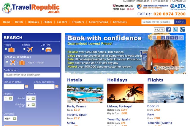 <p>1. Travel Republic</p>
<p>travelrepublic.co.uk</p>
<p>Create your own package with this site, which allows you to pick up last-minute everything, from flights and car hire to hotels.</p>