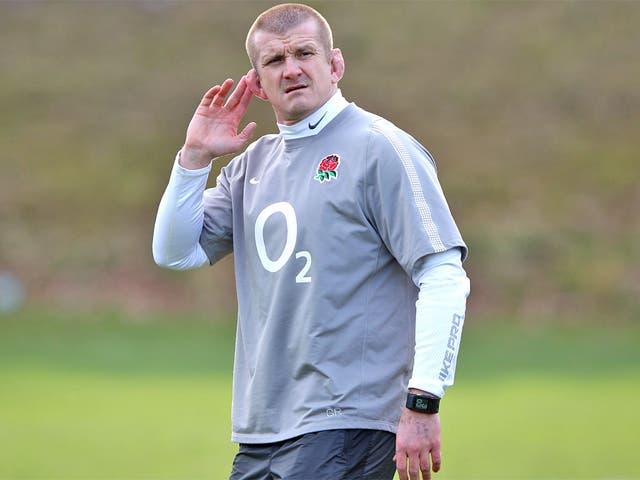 Forwards coach Graham Rowntree supervises an England training session