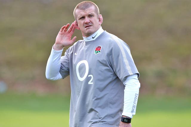 Forwards coach Graham Rowntree supervises an England training session