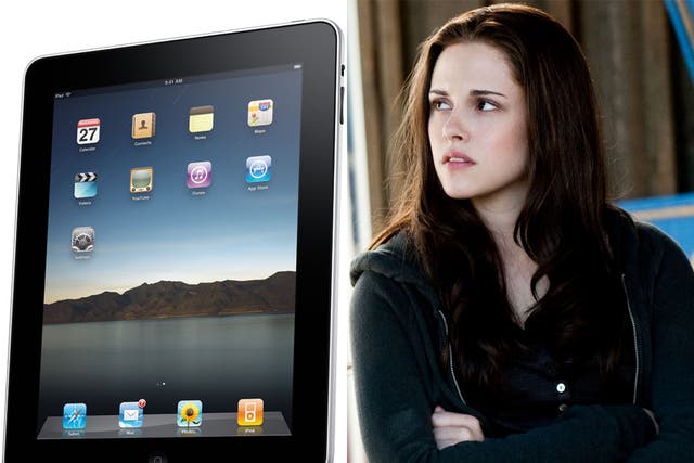 Left, tablet computers are included only a year after the smartphone first made the list. Right, Kristen Stewart, silver screen star of the Twilight saga