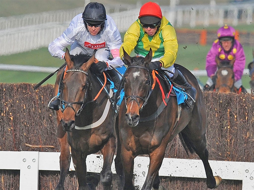 Finian's Rainbow (Barry Geraghty, left) battles Sizing Europe