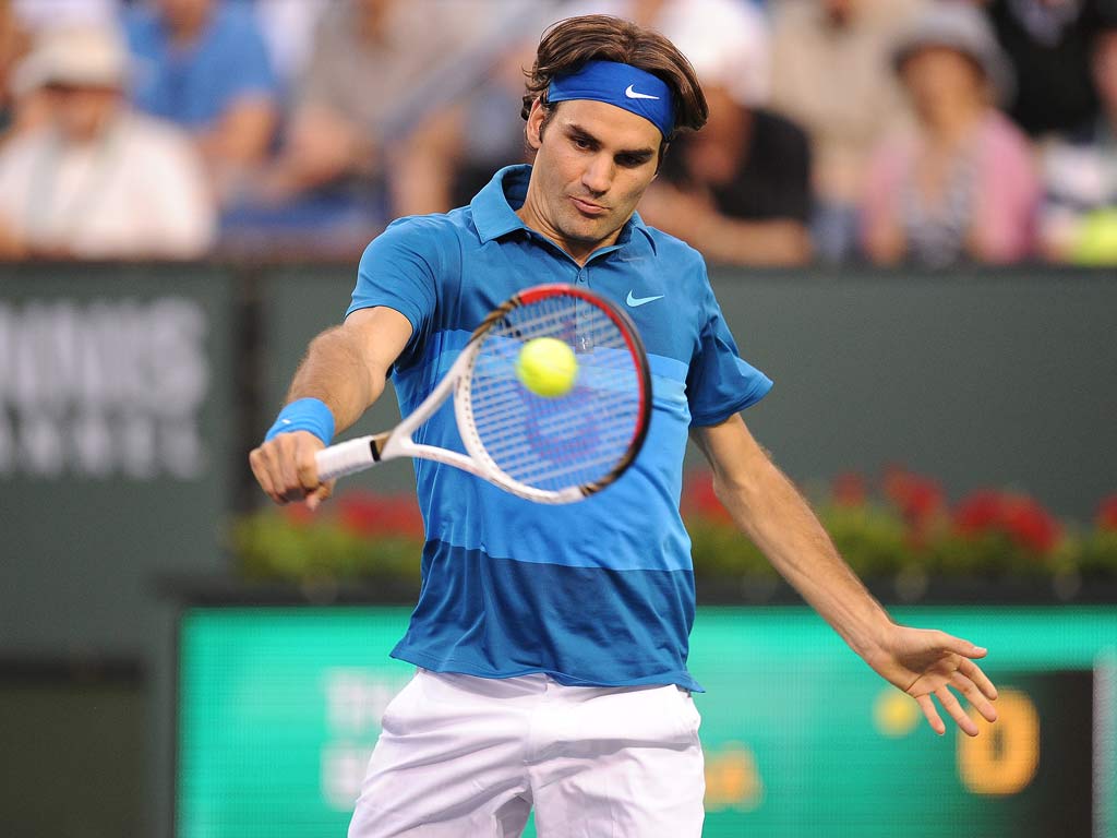 Federer in action at Indian Wells