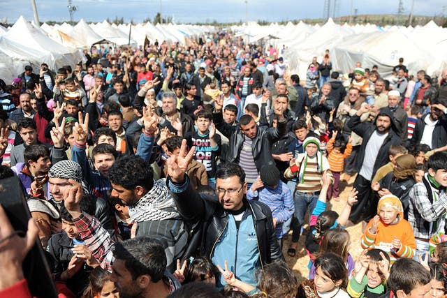 Refugees protest against the Assad regime