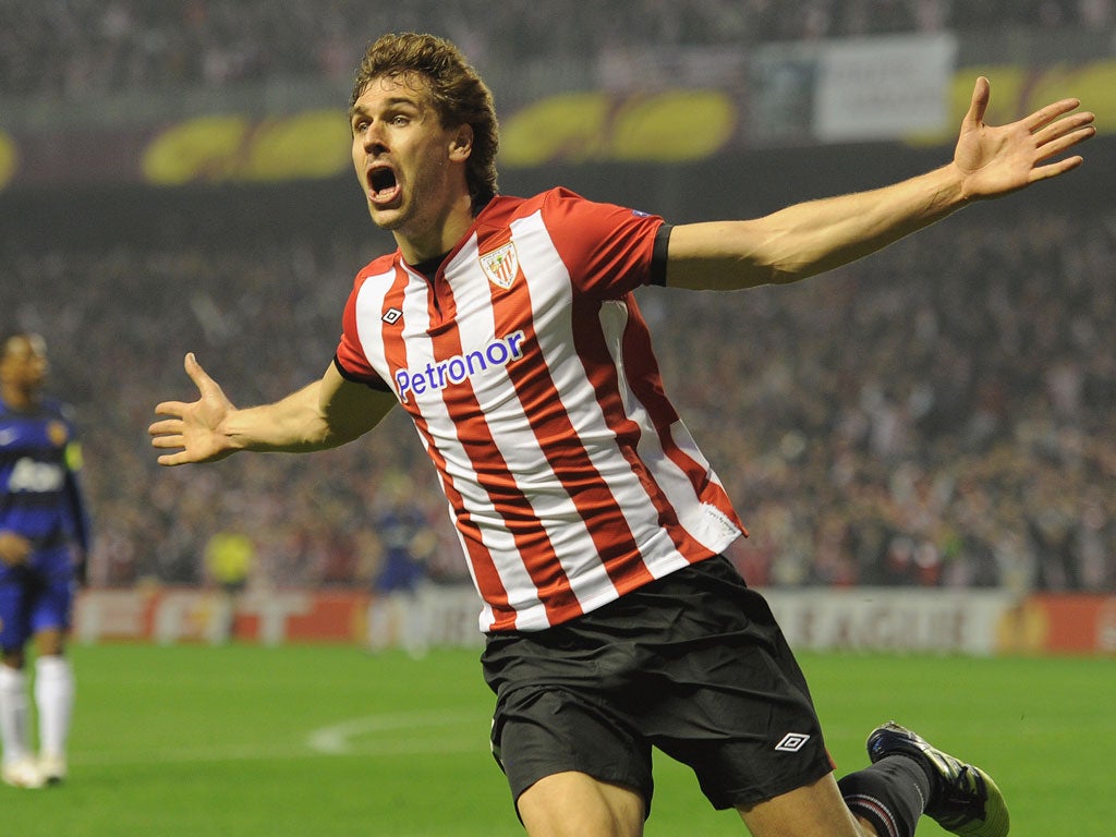 Fernando Llorente celebrates giving Athletic Bilbao the lead