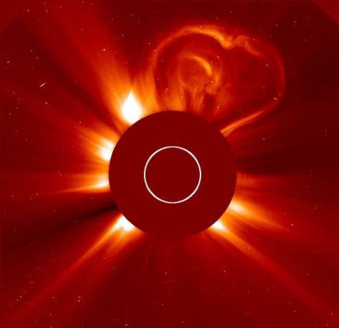 This coronal mass ejection (CME) from the Sun, was recorded by ESA satellite SOHO on 26 January 2012