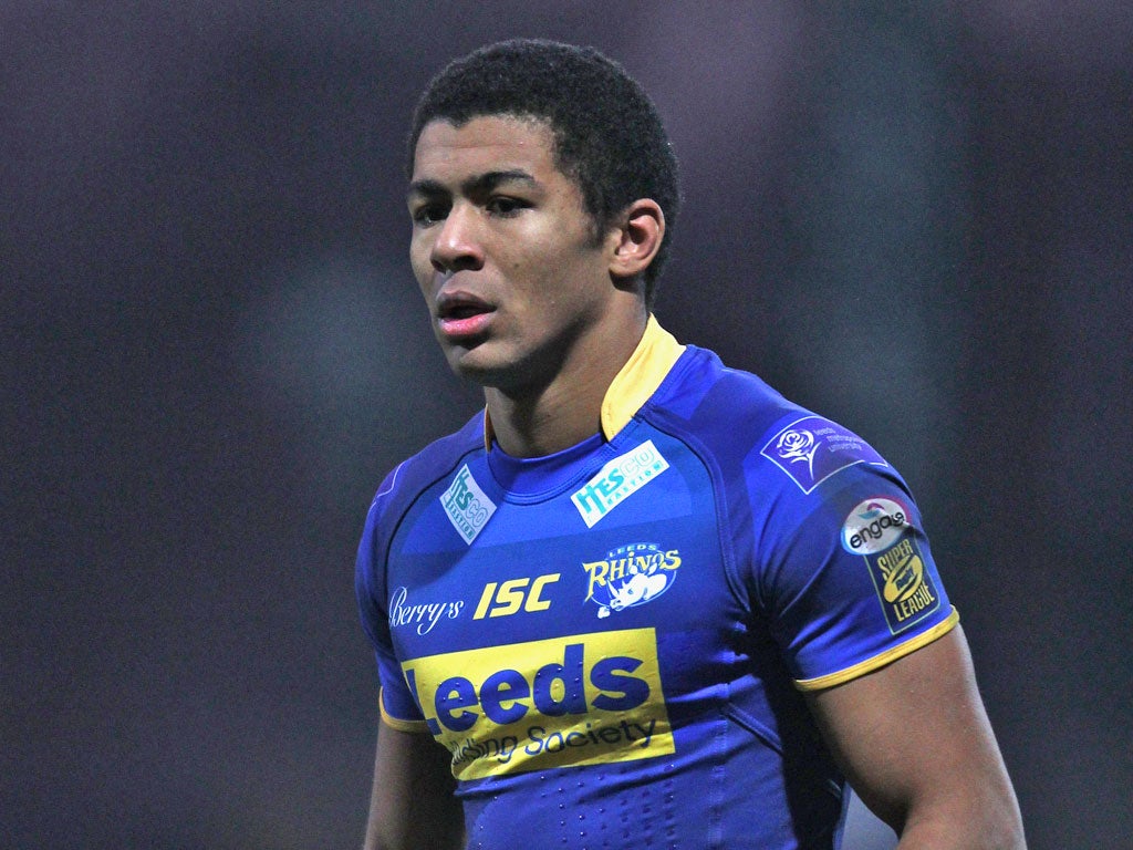 Leeds’ Kallum Watkins joined in the first-half avalanche of tries