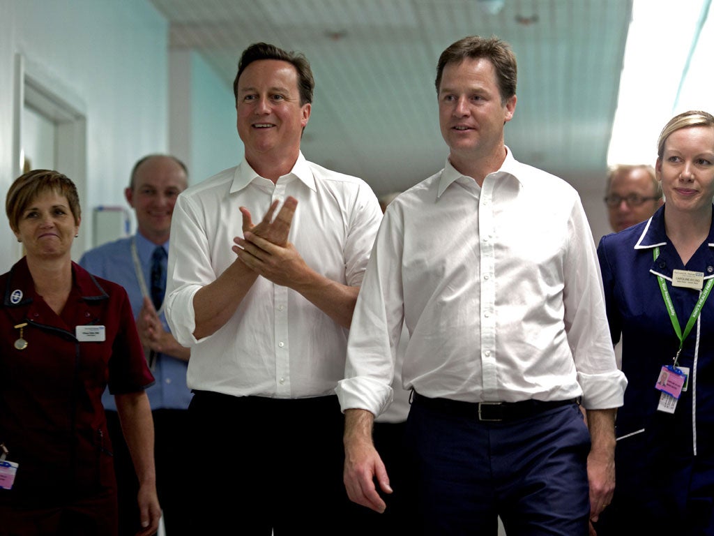 David Cameron and Nick Clegg on a visit to Guy's Hospital last year