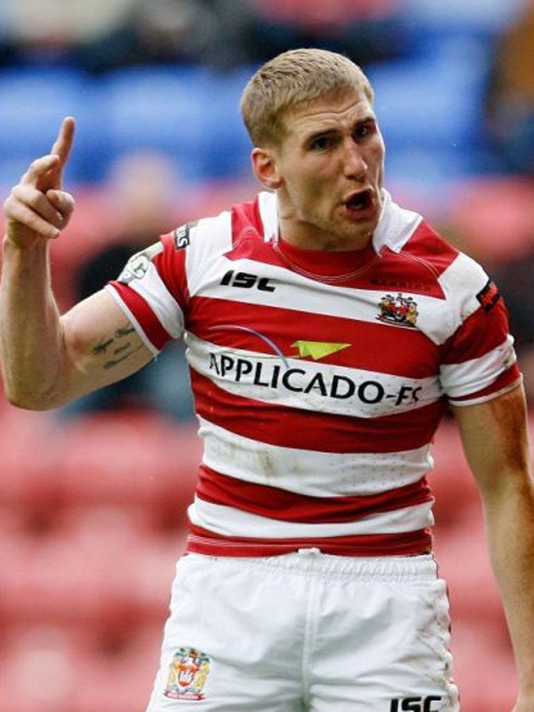 SAM TOMKINS: Wigan’s talisman returned to the
side and played a key part in the win over the Broncos