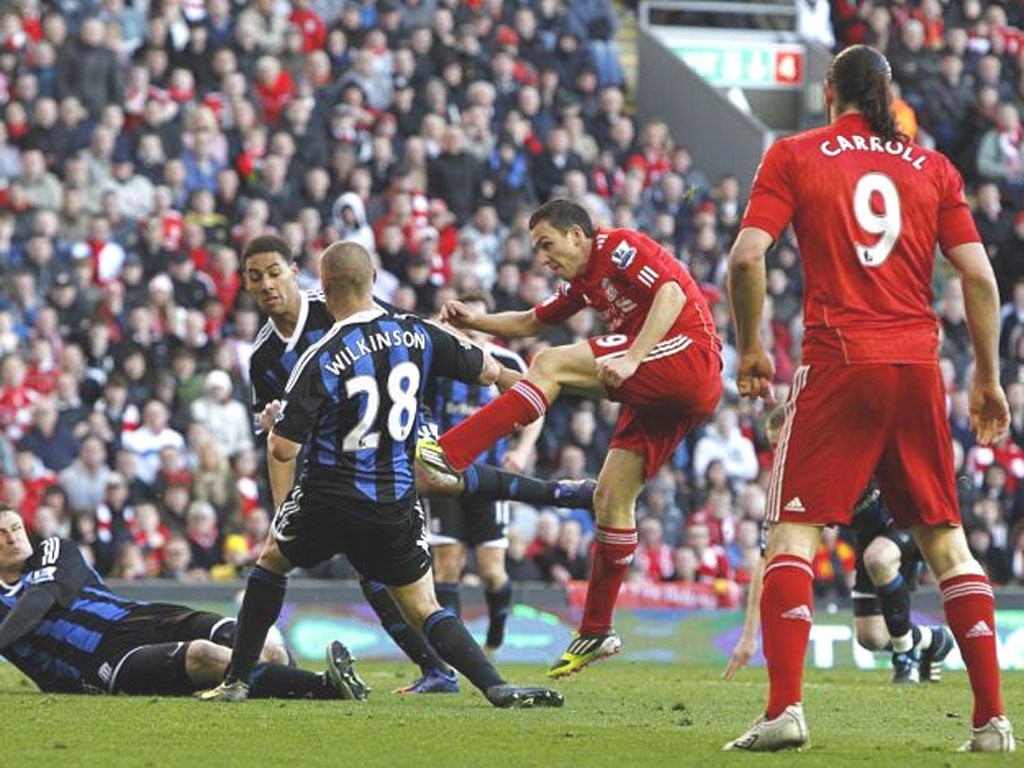 Stewart Downing fires home the winner for Liverpool