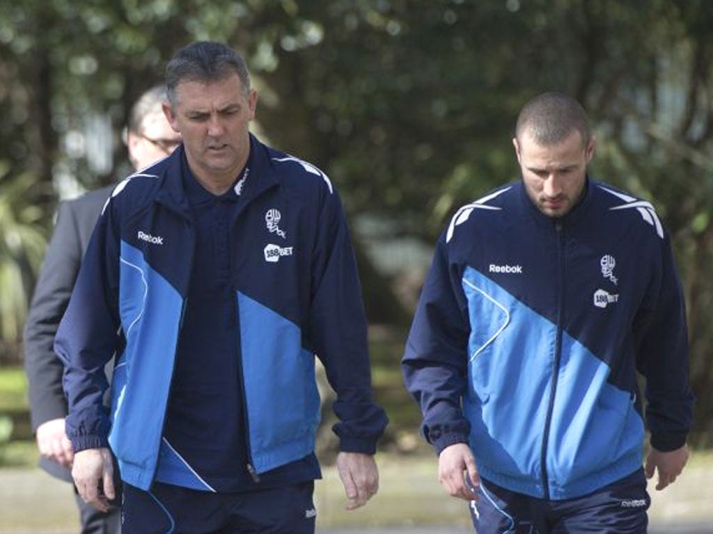 Bolton manager Owen Coyle arrives at the hospital