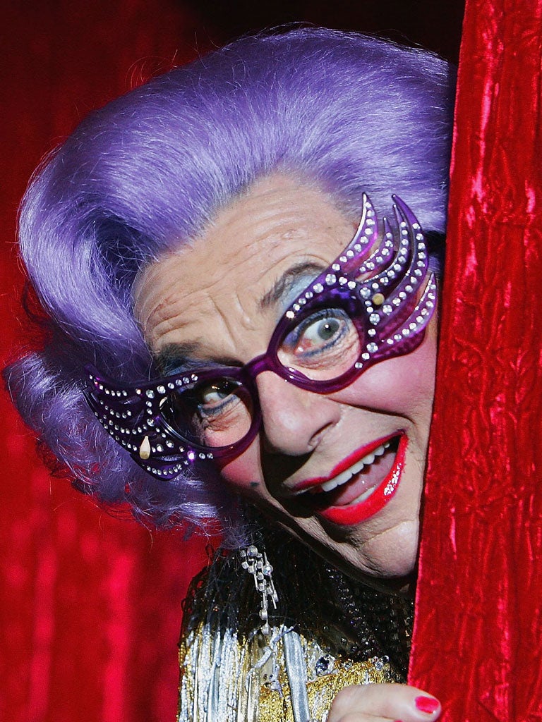 Barry Humphries as the world’s most famous drag act, Edna Everage