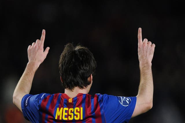 <b>7 March 2012</b><br/>
Lionel Messi celebrates scoring his fifth goal of the night as Barcelona thrashed Bayer Leverkusen 7-1. The diminutive Argentine made history, becoming the first player to score five goals in a Champions League fixture and taking 