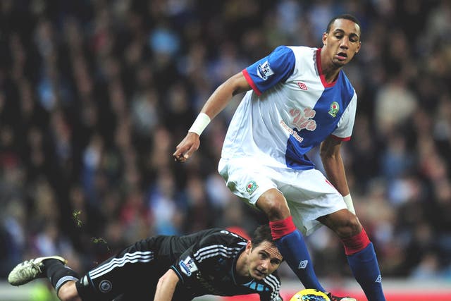Steven Nzonzi leaves Chelsea’s Frank Lampard in his wake when Rovers were edged 1-0 at Ewood Park earlier this season