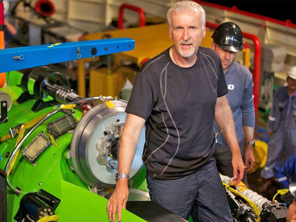 James Cameron with the Challenger Deep submersible