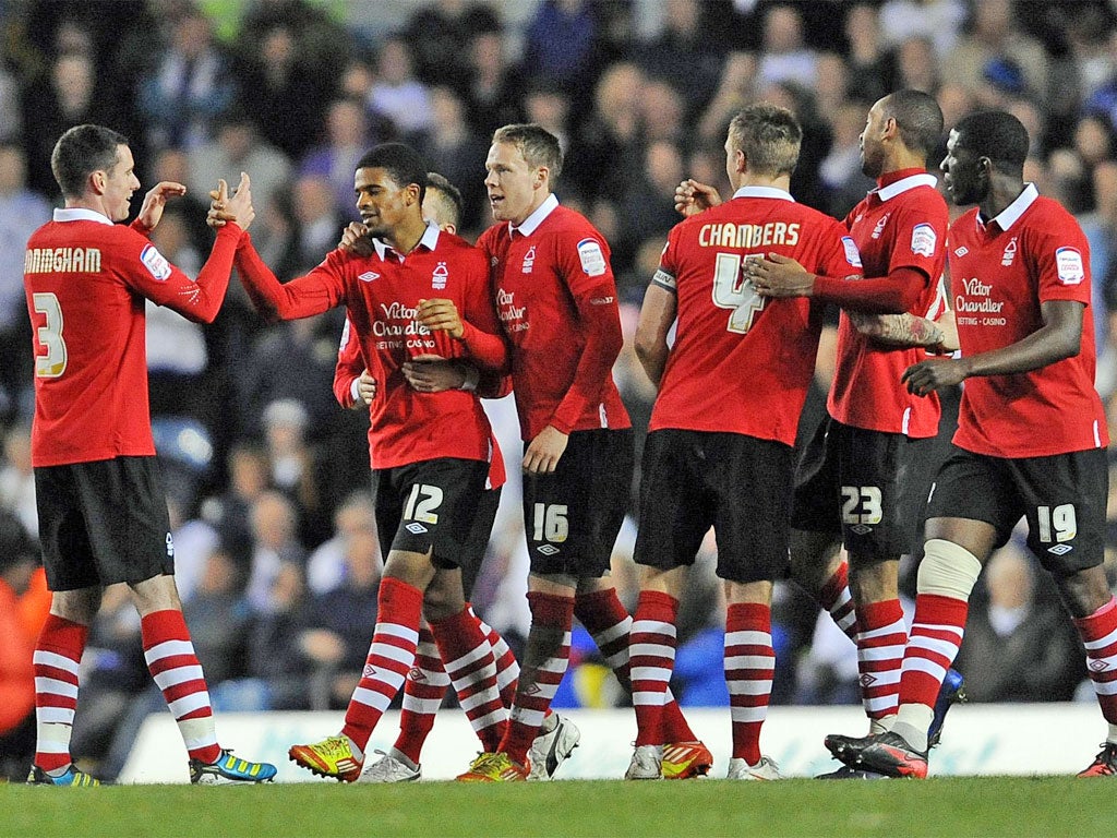 Garath McCleary (second left) is congratulated after scoring one of his four goals