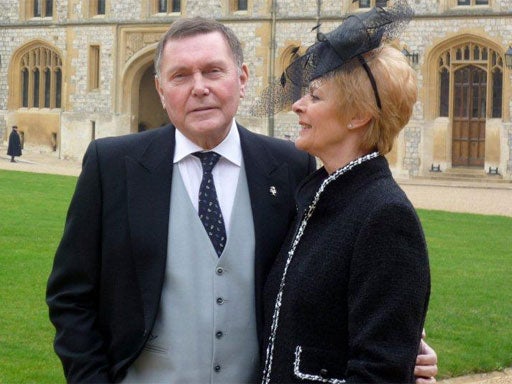 McNally with his wife Anne at Windsor Castle after receiving his CVO in 2011