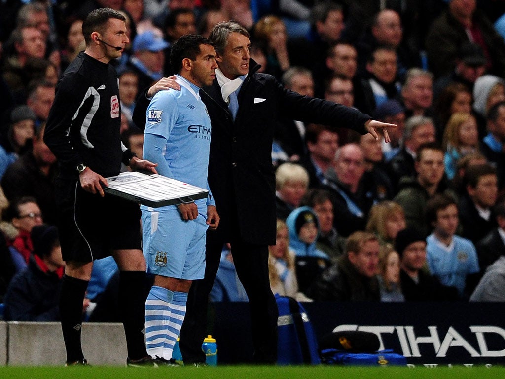 Tevez comes off the bench against Chelsea