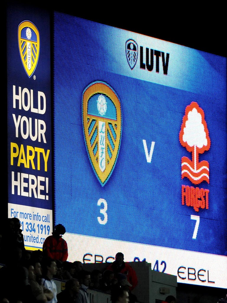 The Elland Road scoreboard sums up a bad day at the office on Tuesday