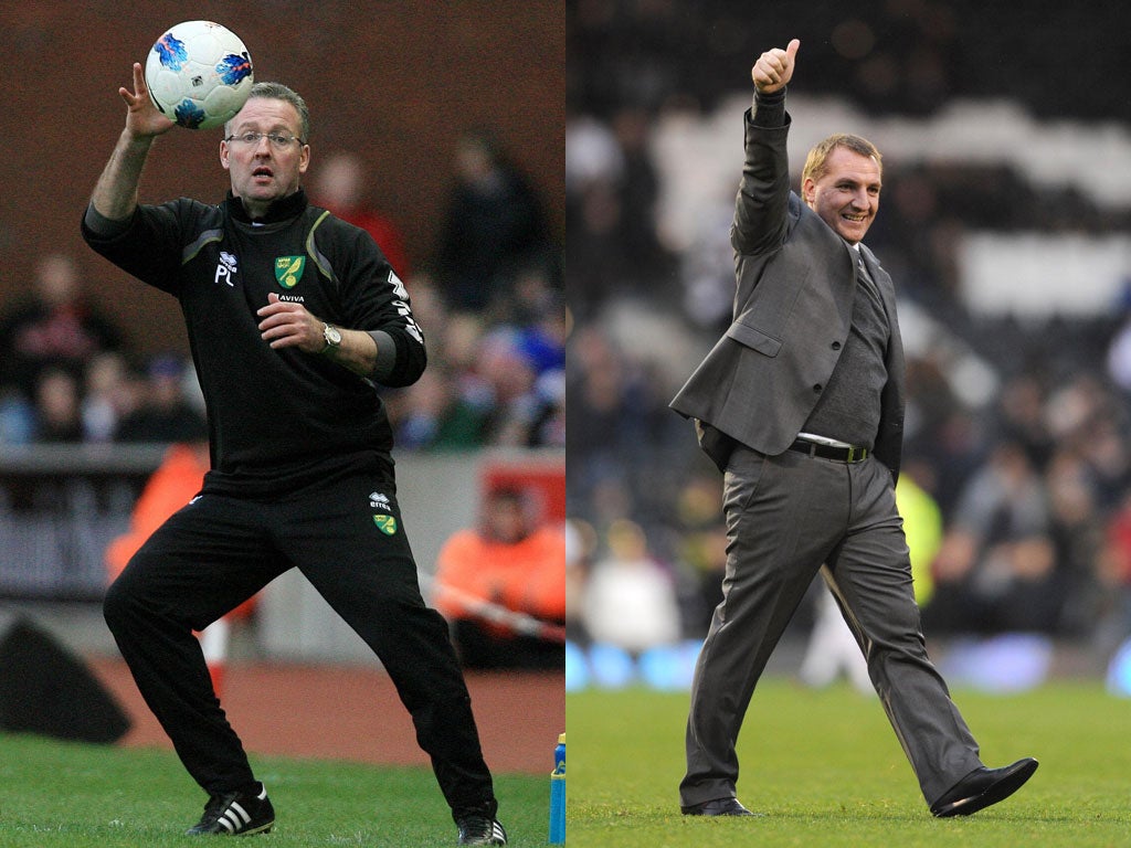 Paul Lambert (far left) and Brendan Rodgers have worked wonders
at their clubs this year