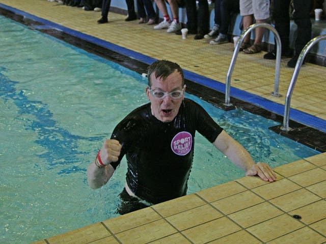 Frank Skinner in the pool