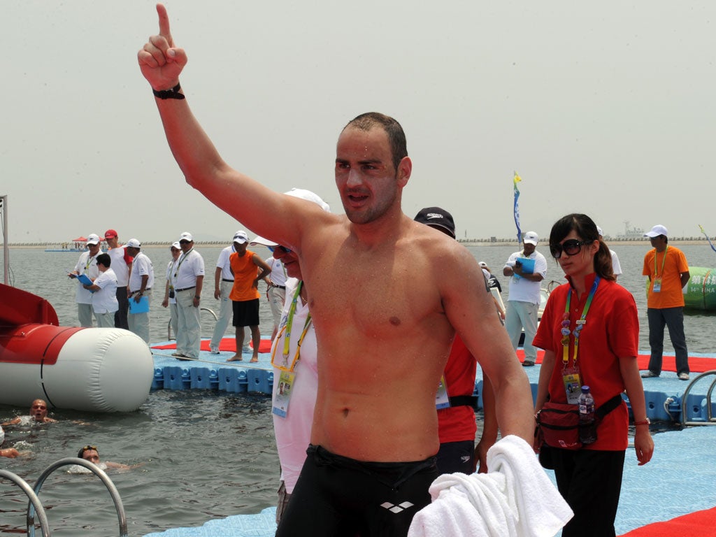 Tipping point: I win the 25km open water swim in Shanghai last year