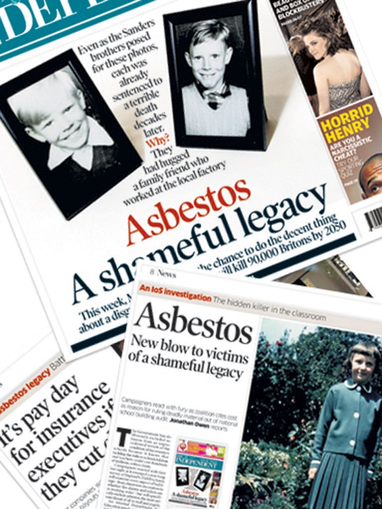 The Independent on Sunday has been reporting on the plight of workers who developed mesothelioma since 2009