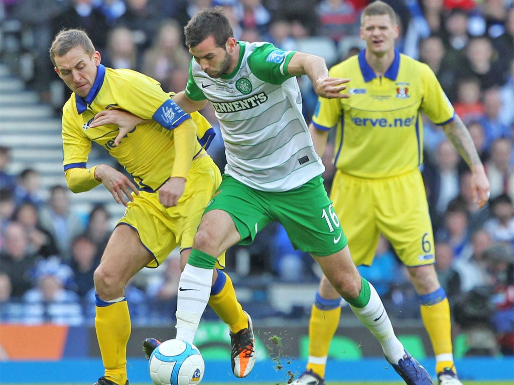 Celtic midfielder Joe Ledley in action during the League Cup final defeat to Kilmarnock